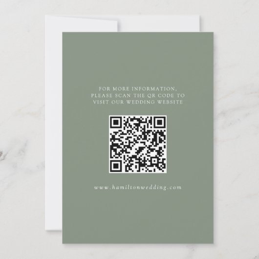 Save The Date Moderne Sage Green 3 Photo Code QR (Dos)