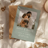 Save The Date Moderne Sage Vert Simple Photo Mariage