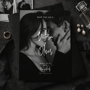 Save The Date Moderne Script Black Photo éditoriale Enregistrer