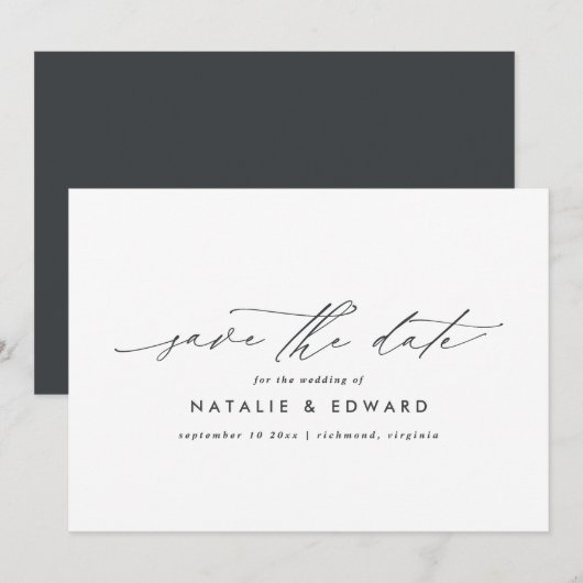 Save The Date Moderne script élégant typographie mariage (Devant / Derrière)
