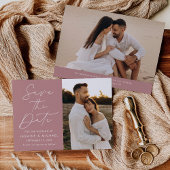 Save The Date Moderne Script Rose Poussiéreux 2 Photo