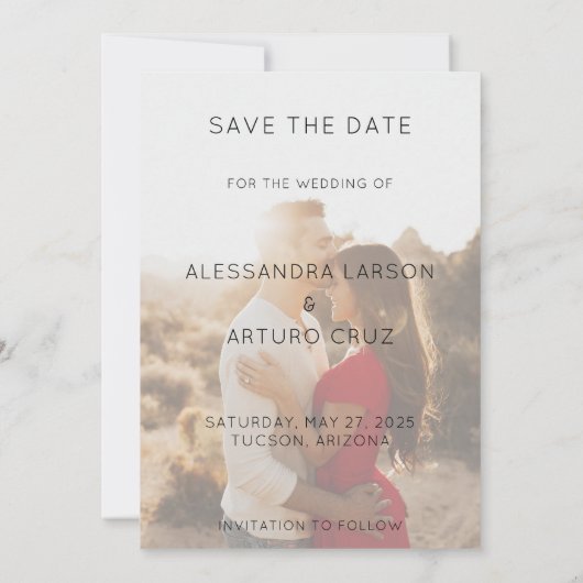 Save The Date Moderne Sideways Date Faux Vellum Retour Photo (Dos)