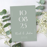 Save The Date Moderne Simple Chic Sage Mariage Vert<br><div class="desc">Un mariage moderne sauve la date avec un design élégant et minimaliste.</div>