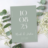Save The Date Moderne Simple Chic Sage Mariage Vert