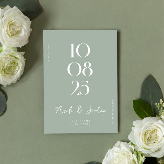 Save The Date Moderne Simple Chic Sage Mariage Vert