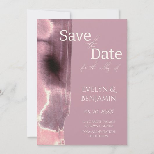 Save The Date Moderne, Simple, Dustère Rose Mauve (Devant)