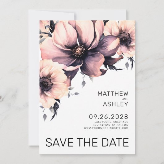 Save The Date Moderne simple élégant Mariage rose (Devant)