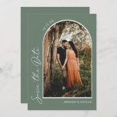 Save The Date Moderne Simple Élégant Sage Vert Enregistrer La Da (Devant / Derrière)