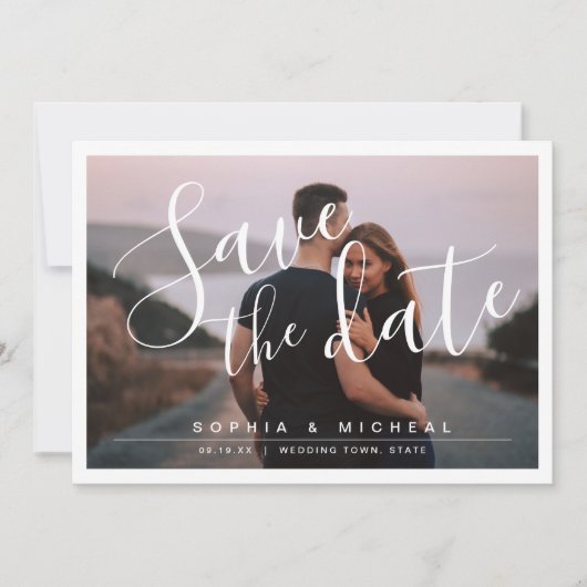 Save The Date Moderne simple élégant script photo enregistrer la (Devant)