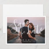 Save The Date Moderne simple élégant script photo enregistrer la (Devant / Derrière)