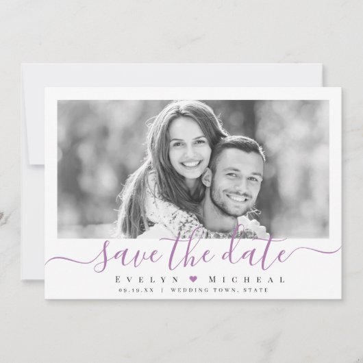 Save The Date Moderne simple élégant script photo enregistrer la (Devant)
