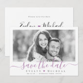 Save The Date Moderne simple élégant script photo enregistrer la (Devant / Derrière)