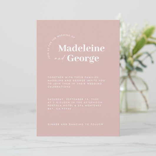 Save The Date Moderne simple élégante typographie blush rose sim (Debout devant)