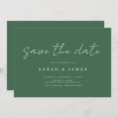 Save The Date Moderne simple Emerald Green Wedding Enregistrer l (Devant / Derrière)