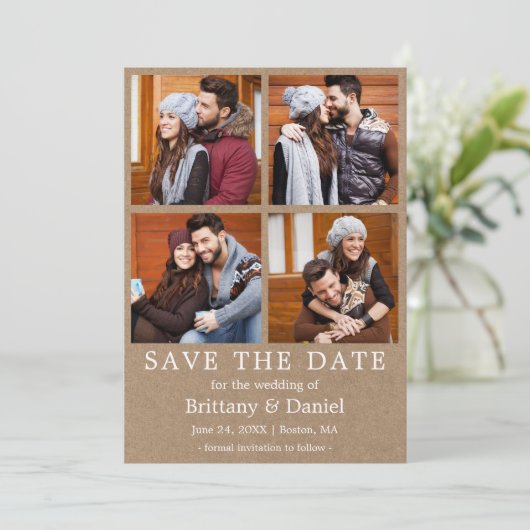 Save The Date Moderne Simple Enregistrer La Date 4 Photo Kraft C (Debout devant)