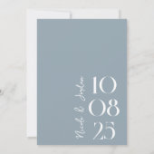 Save The Date Moderne, simple et chic, Mariage bleu Dusty (Dos)