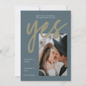 Save The Date Moderne Simple Gris Olive Big Script Photo Mariage (Devant)