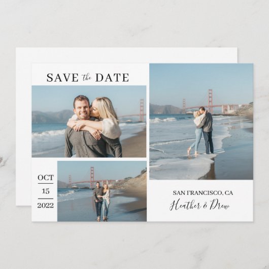 Save The Date Moderne Simple Mariage Noir Élégant Enregistrer La (Devant / Derrière)