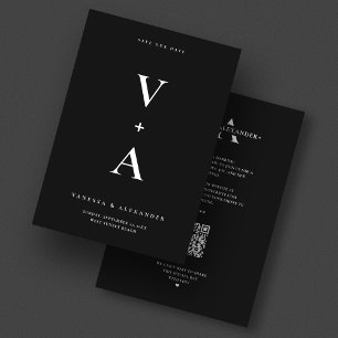 Save The Date Moderne simple Mariage noir Monogramme