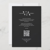 Save The Date Moderne simple Mariage noir Monogramme (Dos)