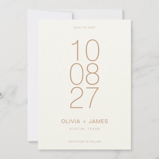 Save The Date Moderne simple Mariage non photo (Devant)