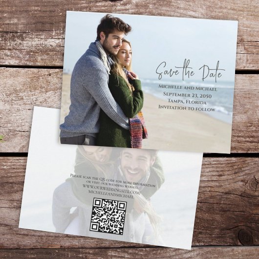 Save The Date Moderne simple Mariage photo tendance QR Code