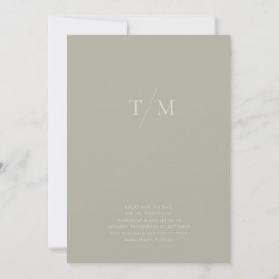 Save The Date Moderne Simple Monogramme Sage Sand Mix & Match