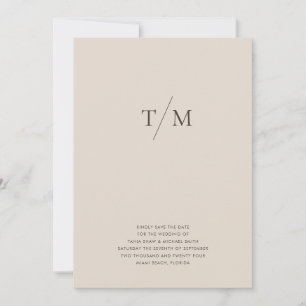 Save The Date Moderne simple Monogramme Sand Mix & Match Mariage