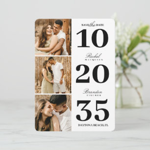 Save The Date Moderne Simple Noir Blanc Date Trois Mariage Photo
