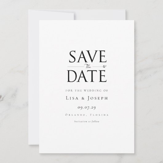 Save The Date Moderne Simple Noir et Blanc (Devant)