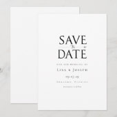 Save The Date Moderne Simple Noir et Blanc (Devant / Derrière)