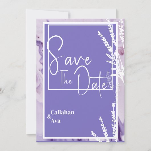 Save The Date Moderne simple Purple Lavender Enregistrer la conc (Devant)