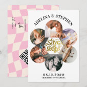 Save The Date Moderne Simple Script 6 Photo QR CODE Enregistrez  (Devant / Derrière)