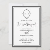 Save The Date Moderne Simple Script Monogramme Mariage photo (Devant)