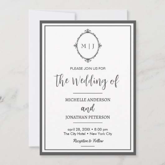 Save The Date Moderne Simple Script Monogramme Mariage photo (Devant)