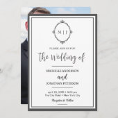 Save The Date Moderne Simple Script Monogramme Mariage photo (Devant / Derrière)