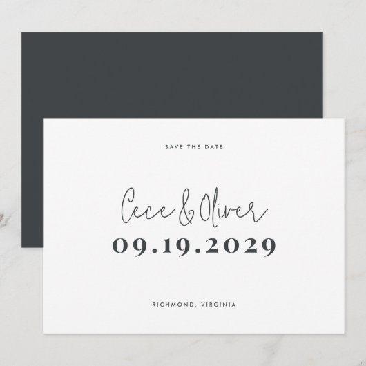 Save The Date Moderne simple typographie de mariage sauver la (Devant / Derrière)