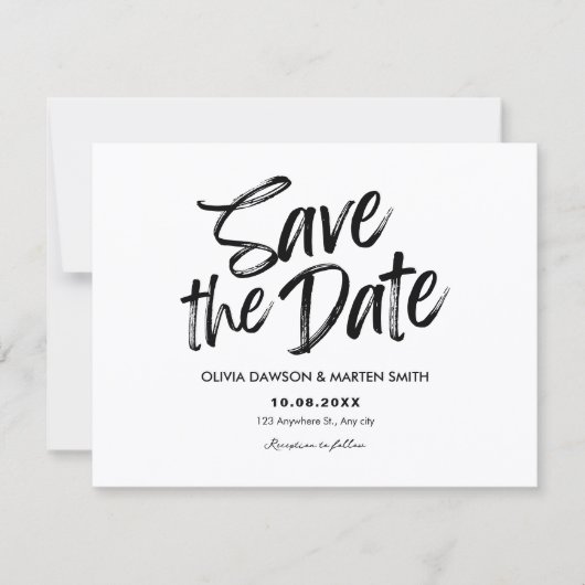 Save The Date Moderne simple Typographie noir et blanc (Devant)