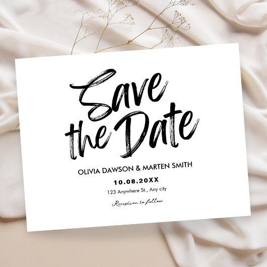 Save The Date Moderne simple Typographique noir et blanc 