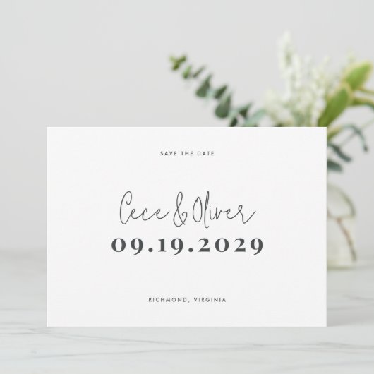 Save The Date Moderne stylée simple typographie mariage enregist (Debout devant)