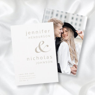 Save The Date Moderne Taupe Beige & Blanc Ampersand Photo