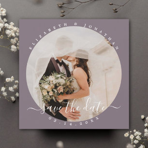 Save The Date Moderne Taupe gris minimaliste Couple Mariage phot