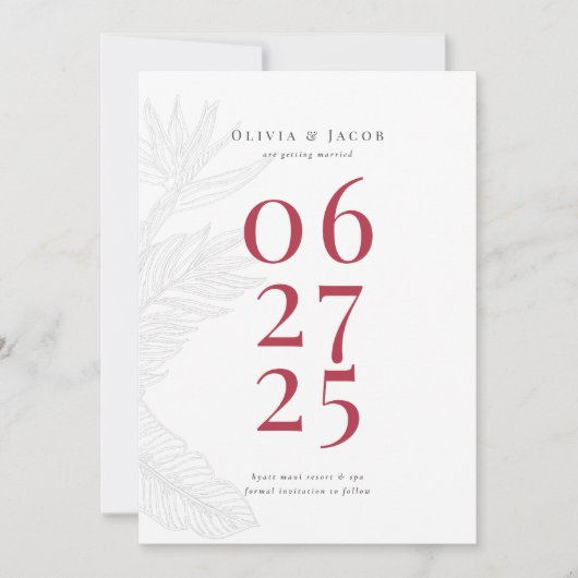 Save The Date Moderne Tropical Enregistrer la date (Devant)