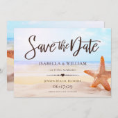 Save The Date Moderne Tropical Summer Starfish Mariage Save The  (Devant / Derrière)