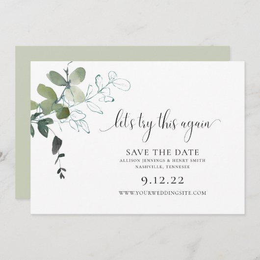 Save The Date Moderne verdure Changer la date Mariage Enregistre (Devant / Derrière)