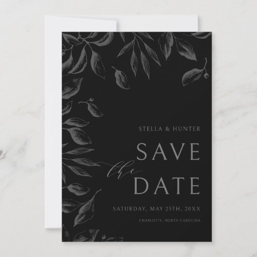 Save The Date Moderne Victorien Monochrome Verdure Enregistrer l (Devant)