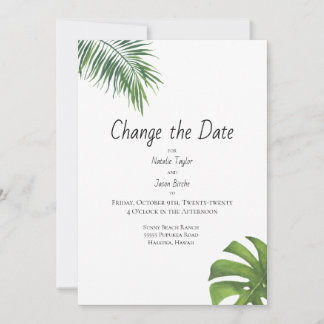 Save The Date Modifier la date Aquarelle Tropical Leaf