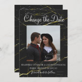Save The Date Modifier la date Marbre noir et or (Devant / Derrière)