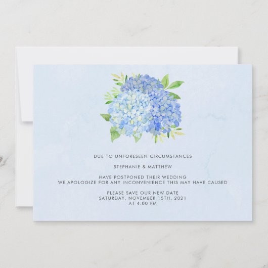 Save The Date Modifier La Date Mariage Blue Hydrangea (Dos)