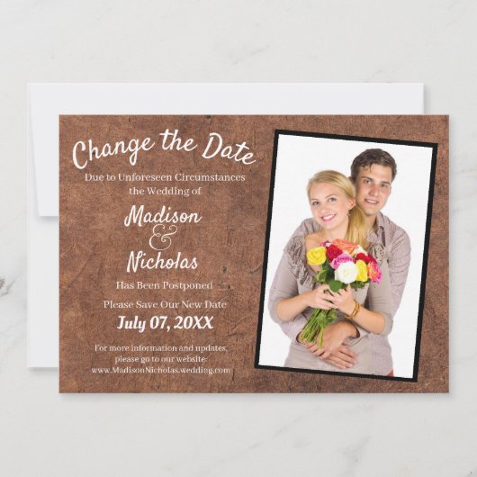 Save The Date Modifier la date Mariage photo - Parchemin Brown f (Devant)